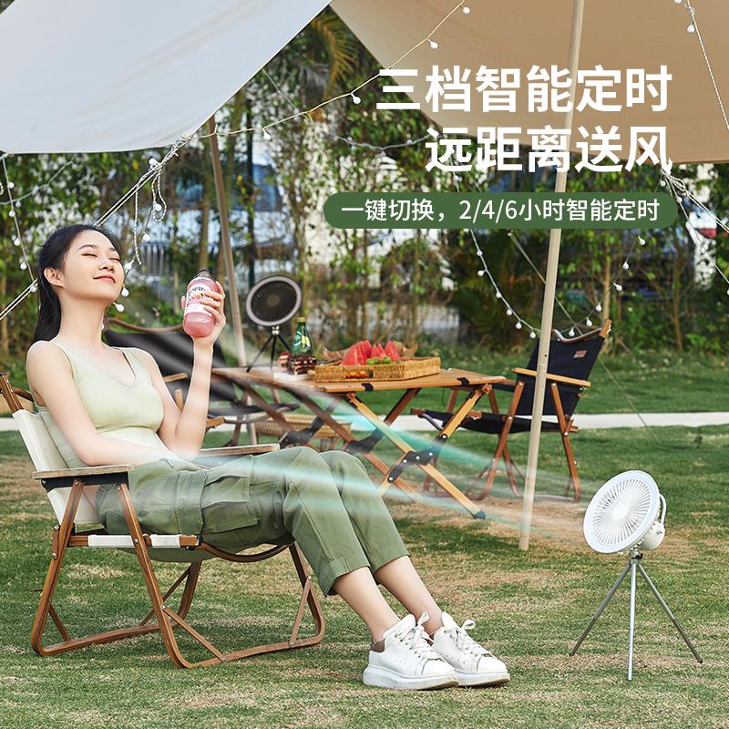 户外露营挂扇 野炊帐篷吊扇灯 可远程控制显示电量【棕色】