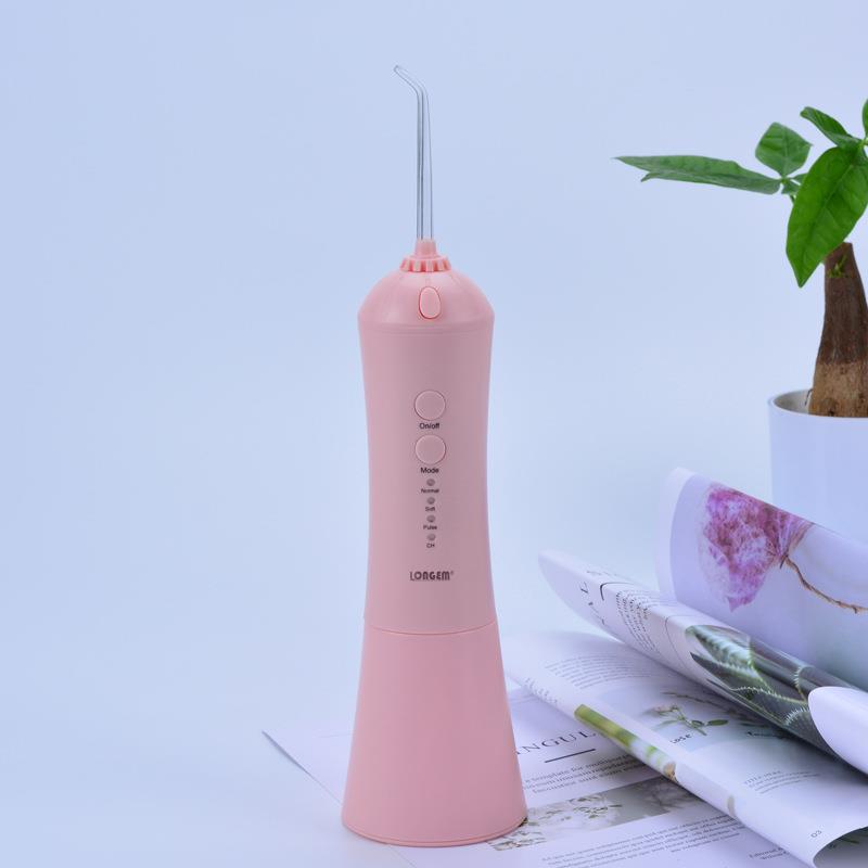 LONGEM USB电动冲牙器 清洁牙套 便携式牙齿清洁器【粉色】