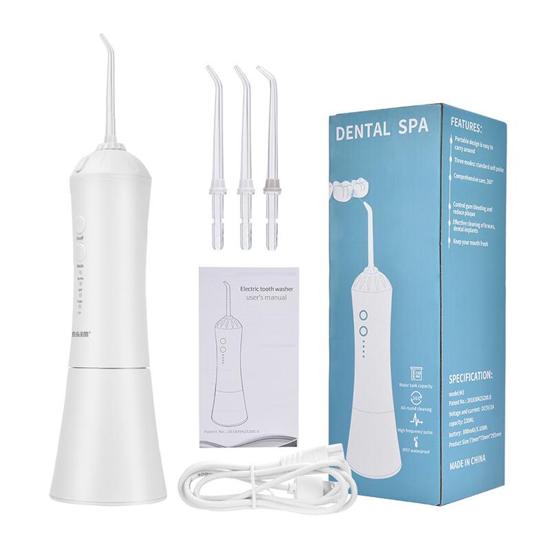 LONGEM USB电动冲牙器 清洁牙套 便携式牙齿清洁器【白色】