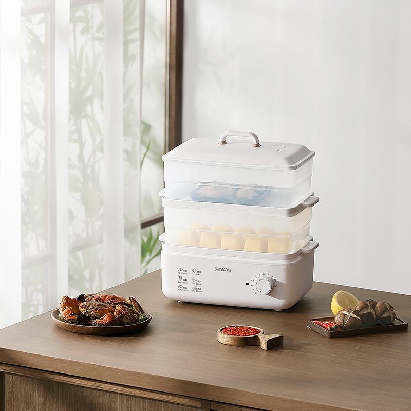 多功能电蒸锅 10L双层蒸屉 智能定时【白色】