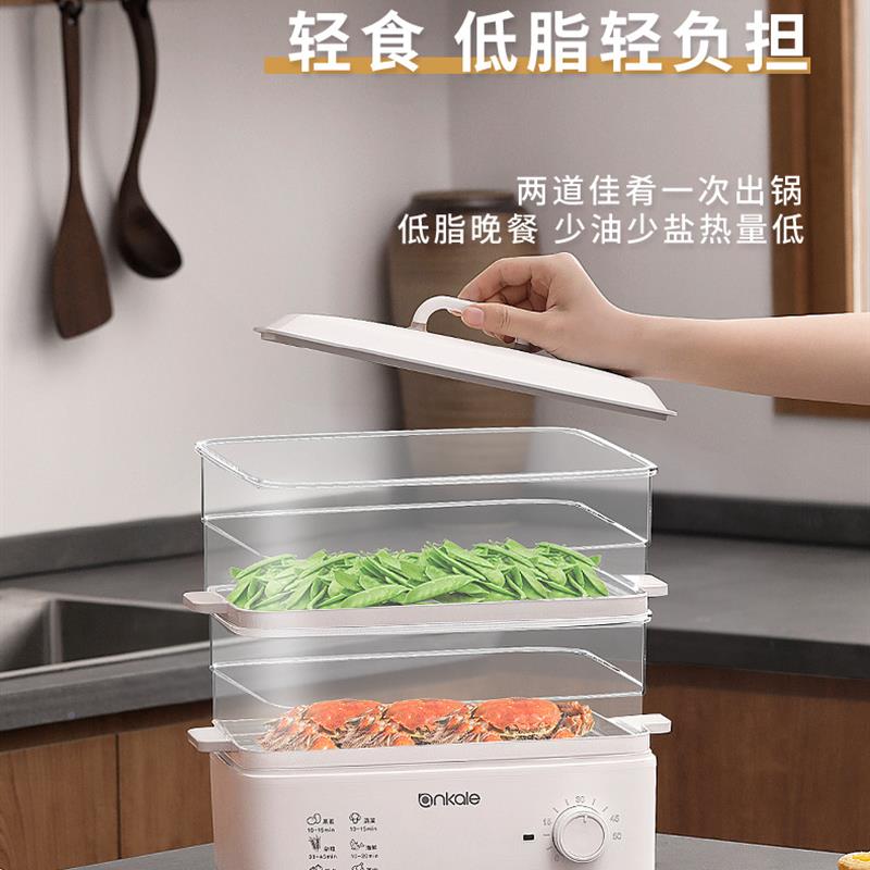 多功能电蒸锅 10L双层蒸屉 智能定时【白色】