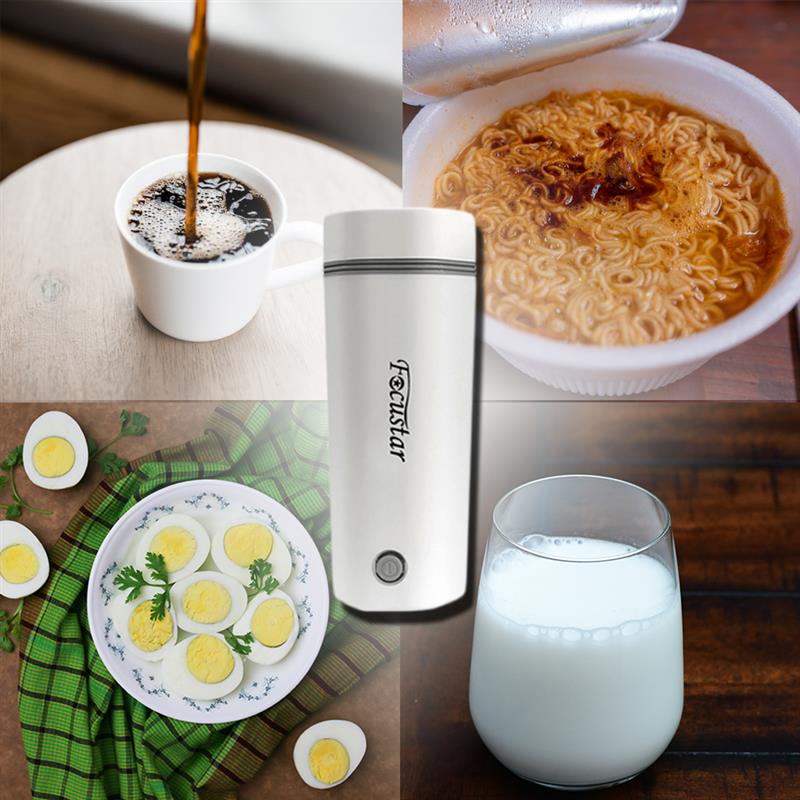 Focustar 电热水杯 迷你热水壶 办公室酒店户外旅游【白色】