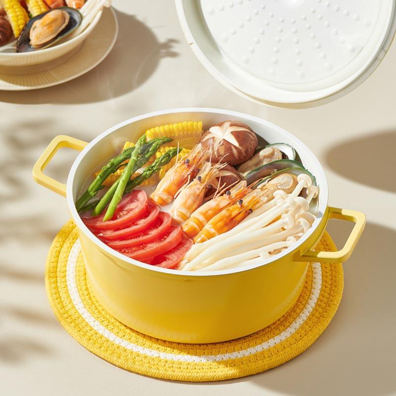 双耳锅珐琅锅家用汤锅炖锅 24CM【黄色】