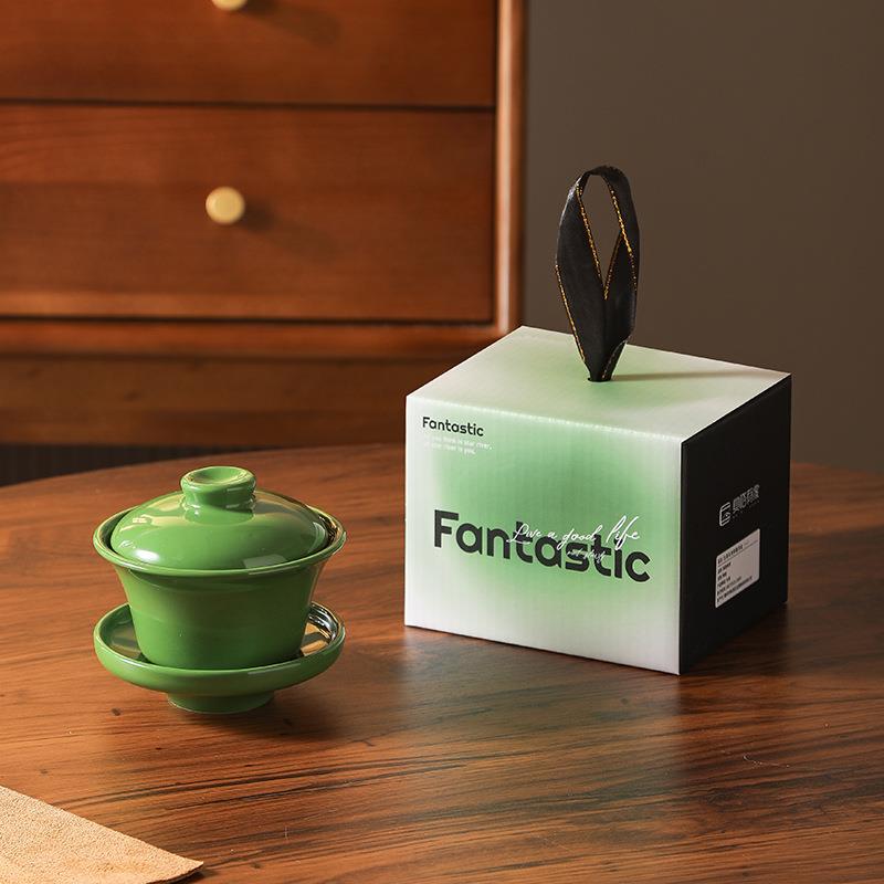 高颜值茶盏咖啡杯创意礼品套装【绿色】
